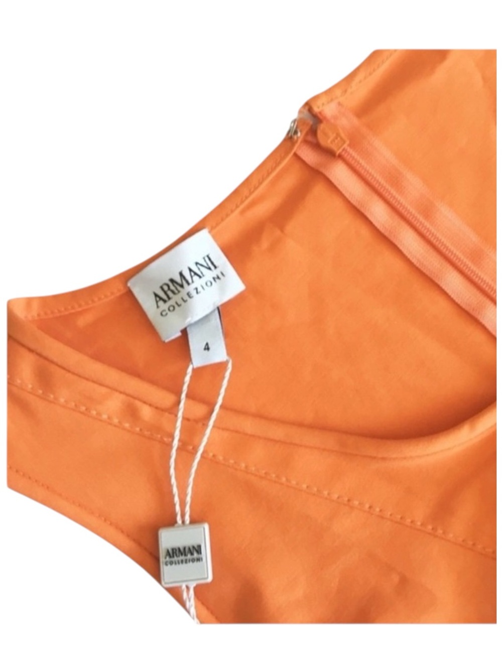 new Armani Collezioni 𖦹 Sleeveless Sheath Mini Dress 𖦹 Tangerine Coral 𖦹 4 US - Picture 11 of 16